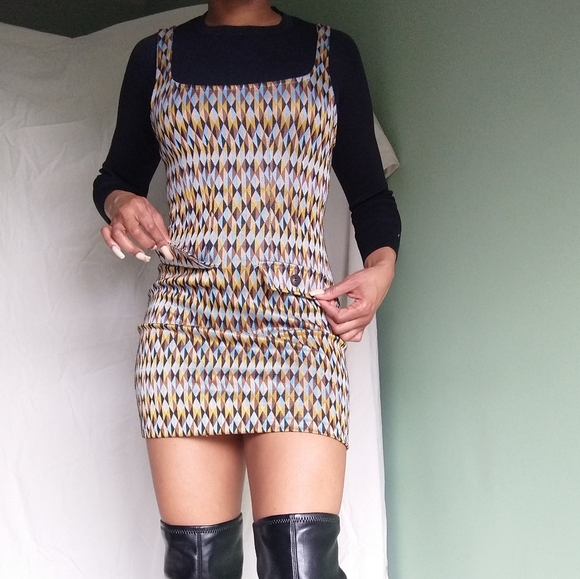 Women's blue, brown, black, tan printed Zara dress - Picture 5 of 11